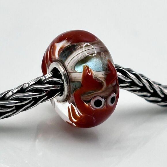 TROLLBEADS Rare Crab Unique LAA 925S NEW! Brick Red Critter, Sea Green & Browns - Picture 9 of 9